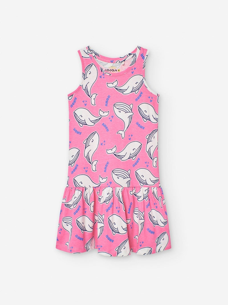 Robe avec Motif Jupe Froncée Rose - Kiabi