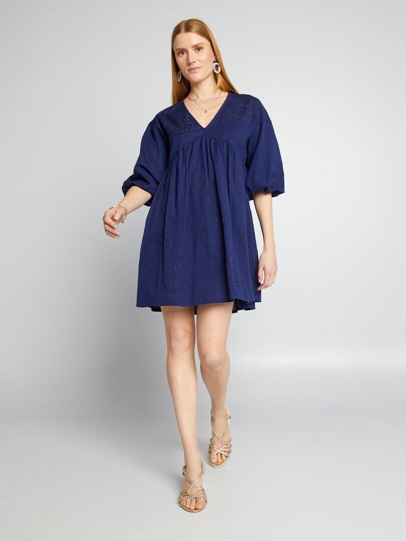 Robe D'été M&S En Lin Mélangé Bleu Indigo - Taille 20, Sans Manches - Neuve Avec étiquettes