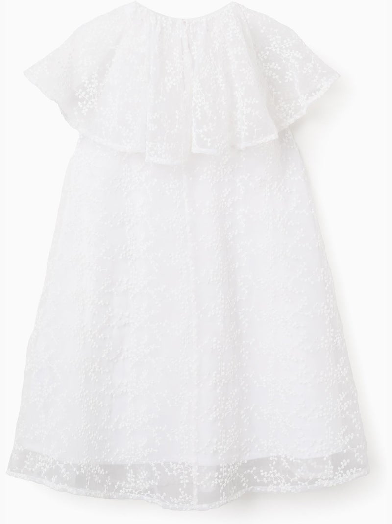 Robe avec nœud et manches cape à volants Blanc - Kiabi