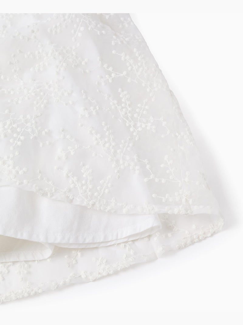 Robe avec nœud et manches cape à volants Blanc - Kiabi