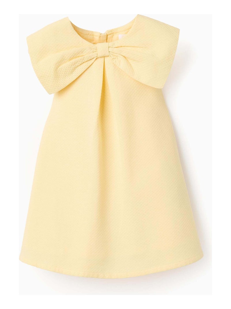 Robe avec Texture et Noeud Maxi Jaune clair - Kiabi