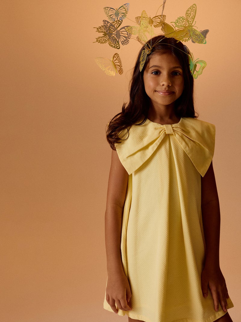 Robe avec Texture et Noeud Maxi Jaune clair - Kiabi
