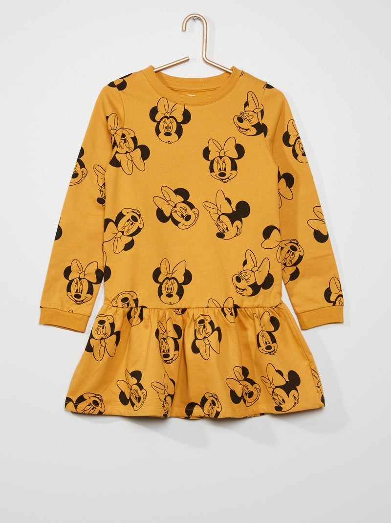 Robe avec volants 'Disney' jaune moutarde - Kiabi