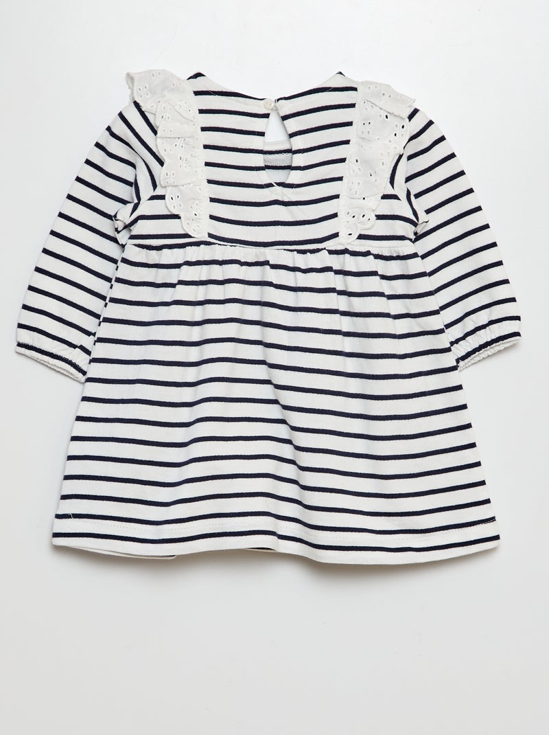 Robe avec volants en broderies anglaises Blanc - Kiabi