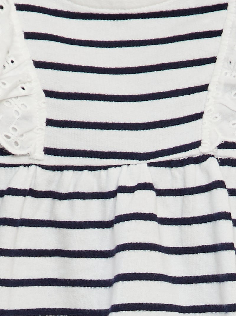 Robe avec volants en broderies anglaises Blanc - Kiabi