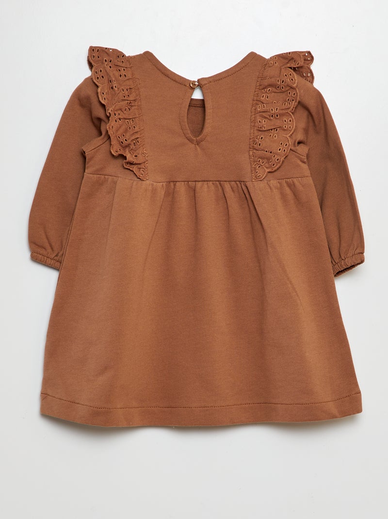 Robe avec volants en broderies anglaises Moutarde - Kiabi