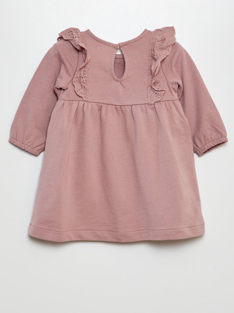 Robe avec volants en broderies anglaises Rose - Kiabi