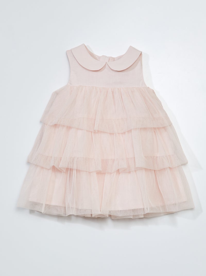 Robe avec volants en tulle rose - Kiabi