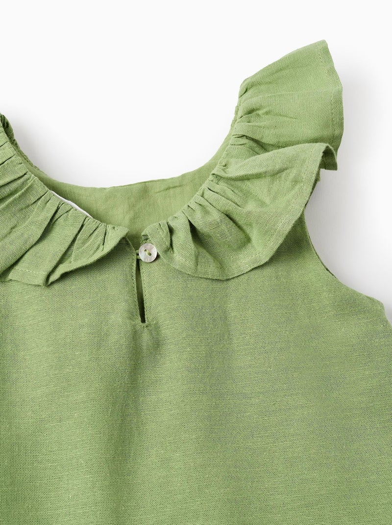 Robe avec Volants en Viscose, Coton et Lin Vert clair - Kiabi