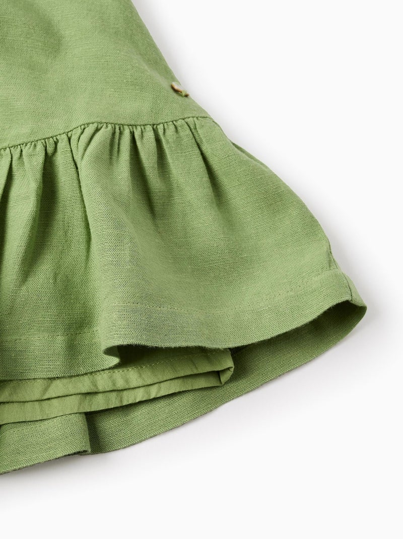 Robe avec Volants en Viscose, Coton et Lin Vert clair - Kiabi