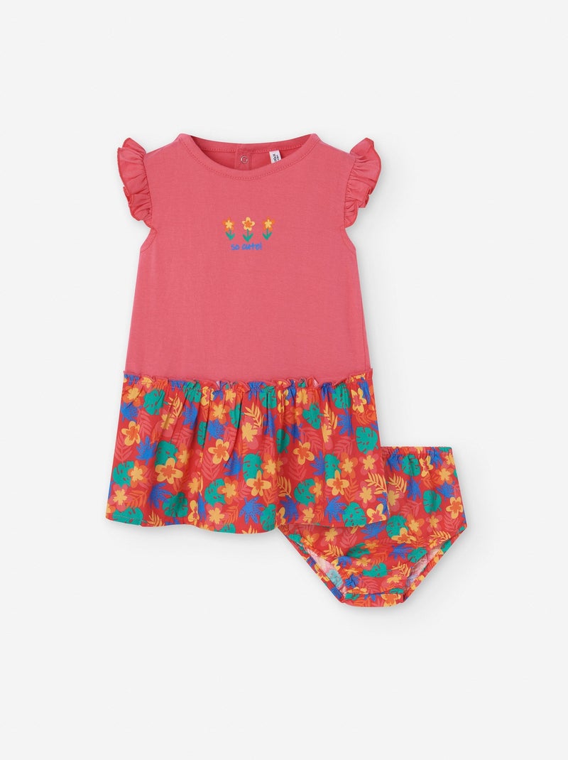 Robe avec Volants et Motif + Bloomer Rose - Kiabi