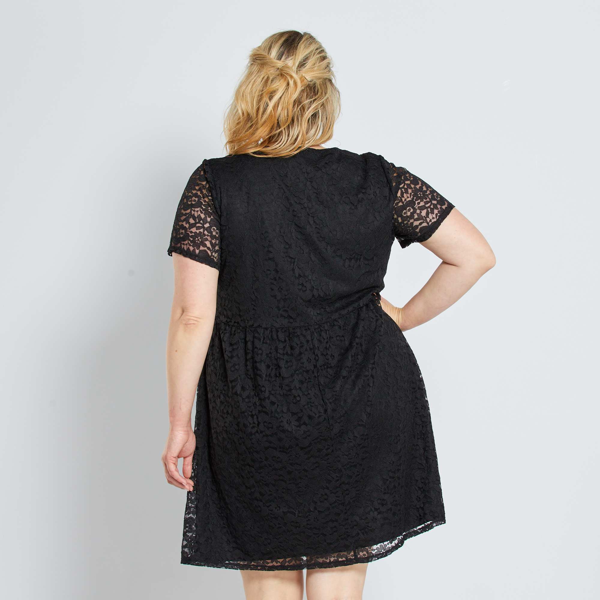 Robe babydoll en dentelle Grande taille femme noir Kiabi 25,00€