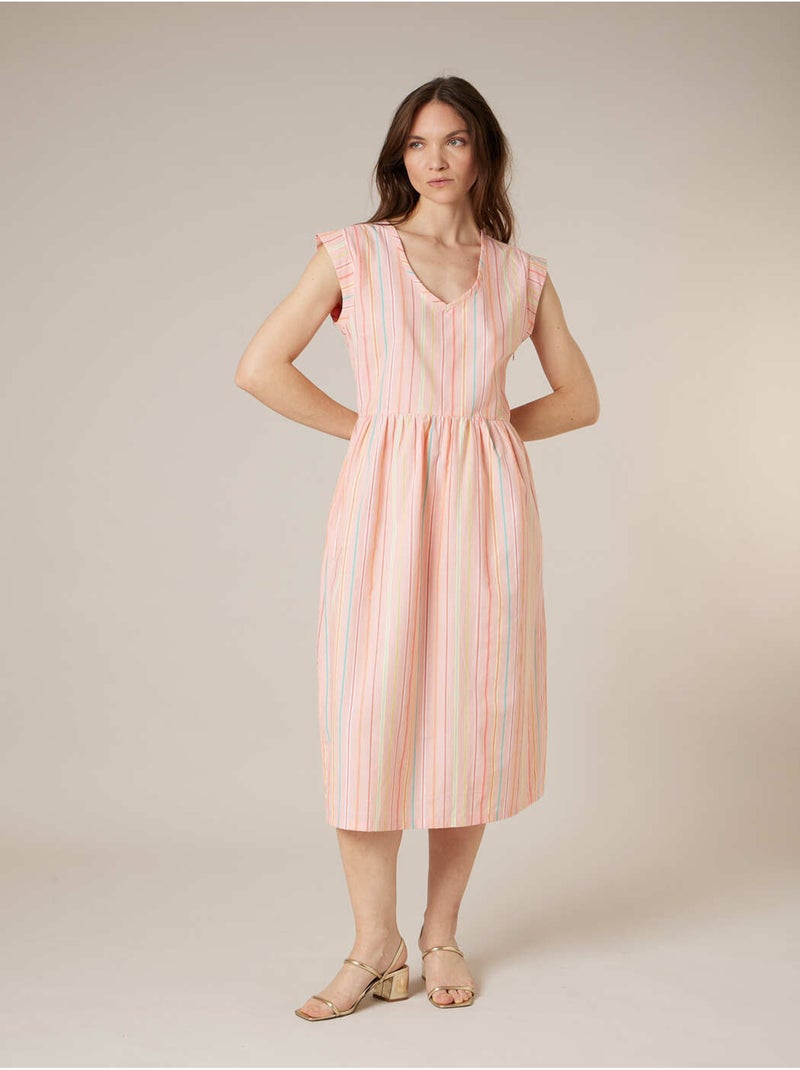 Robe babydoll femme en 100% coton 'Deeluxe' Orange corail - Kiabi