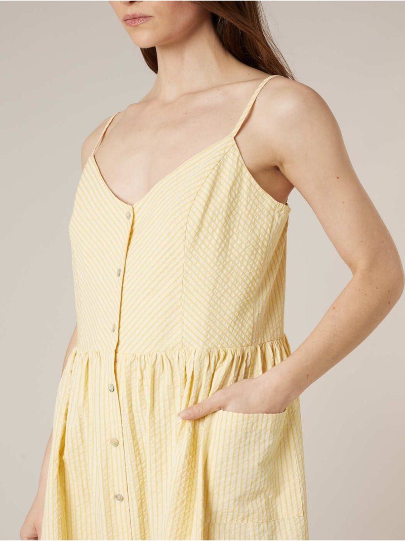 Robe babydoll femme texturée 'Deeluxe' Jaune clair - Kiabi