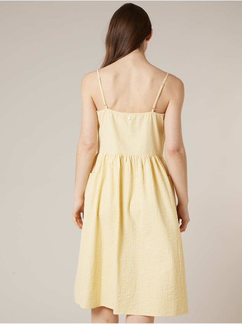Robe babydoll femme texturée 'Deeluxe' Jaune clair - Kiabi