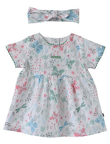 ROBE + BANDEAU EDELWEISS EN VOILE COTON