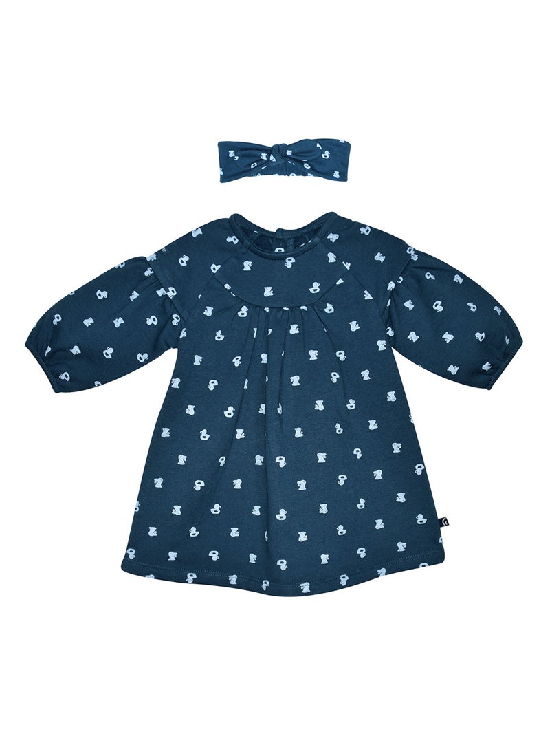 ROBE BANDEAU MARCIE MOLLETON MANCHES LONGUES Bleu - Kiabi