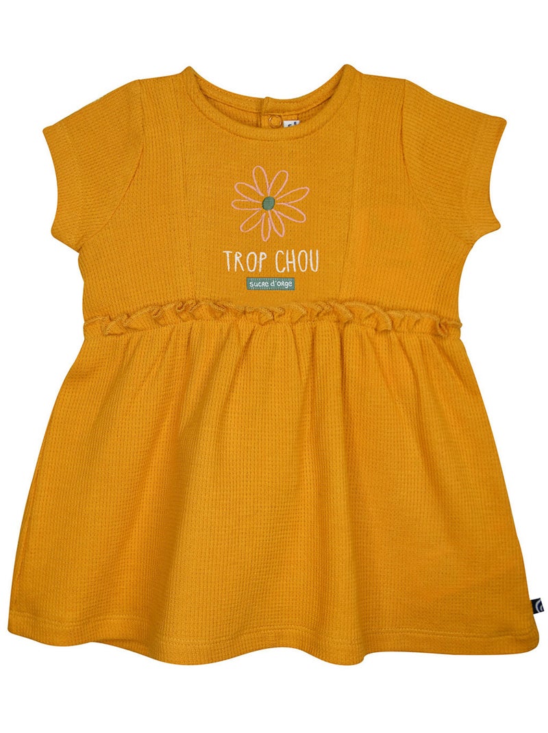 ROBE BANDEAU NESSA MAILLE FANTAISIE MANCHES COURTES Jaune - Kiabi