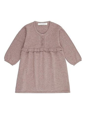 Robe Bébé Bio en Tricot Gris-Rose