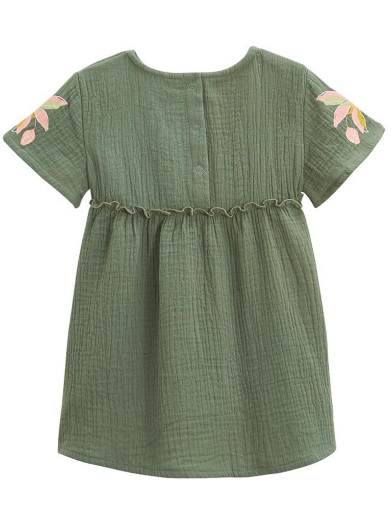 Robe bébé en gaze de coton + chouchou Pivoina Kaki - Kiabi