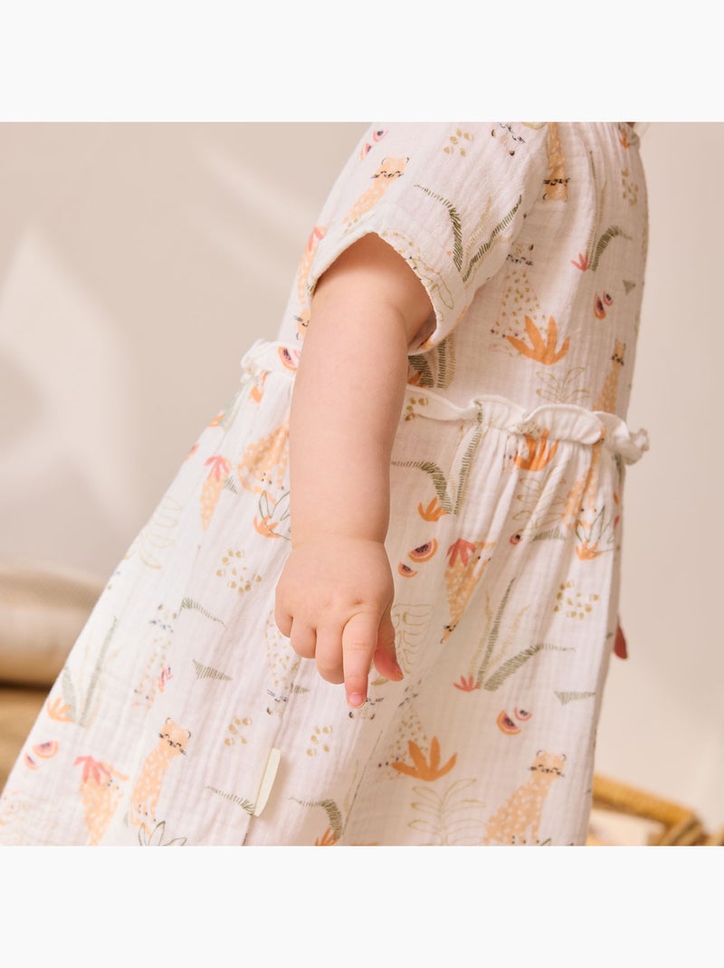 Petit Beguin Robe Gaze De Coton Fille Robe Bébé En Gaze De Coton