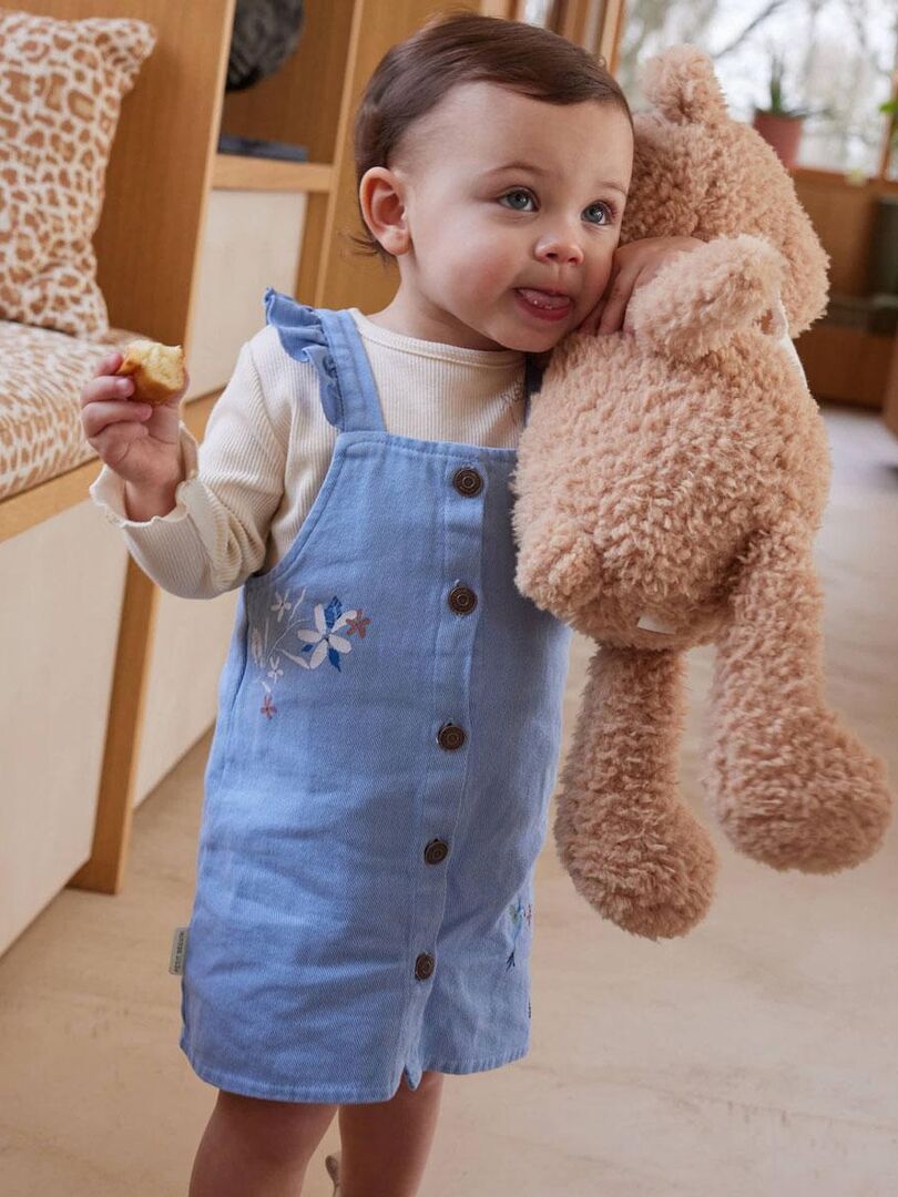 Robe Bébé Fille Next Bleue 3-6 Mois - Motif Sourire Et Lait - Neuve Avec Étiquettes