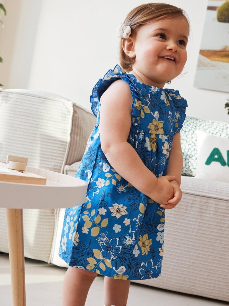 Robe bébé en popeline Flora Bleu - Kiabi
