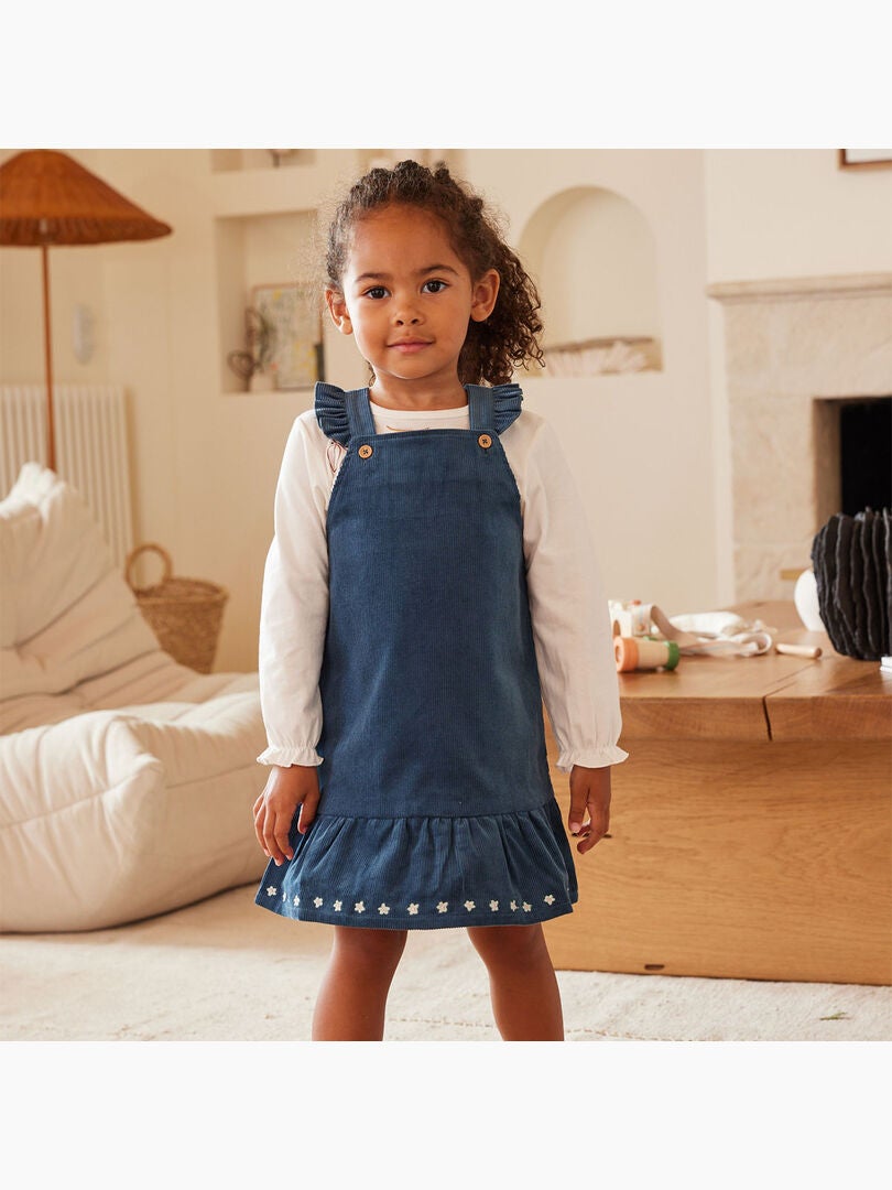 Petit Béguin - Short Bébé En Velours Côtelé Holamuchacha Avec Ceinture Écrue Et Noeud