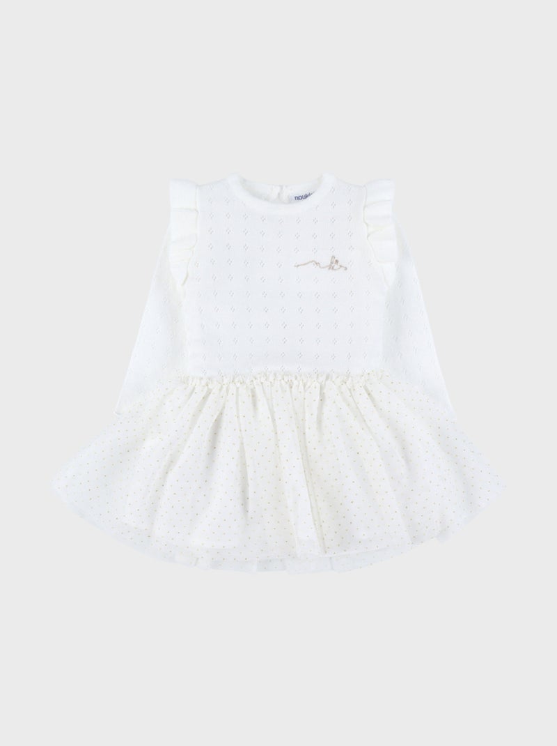Robe bébé fille avec tricot Noukie's Ecru - Kiabi