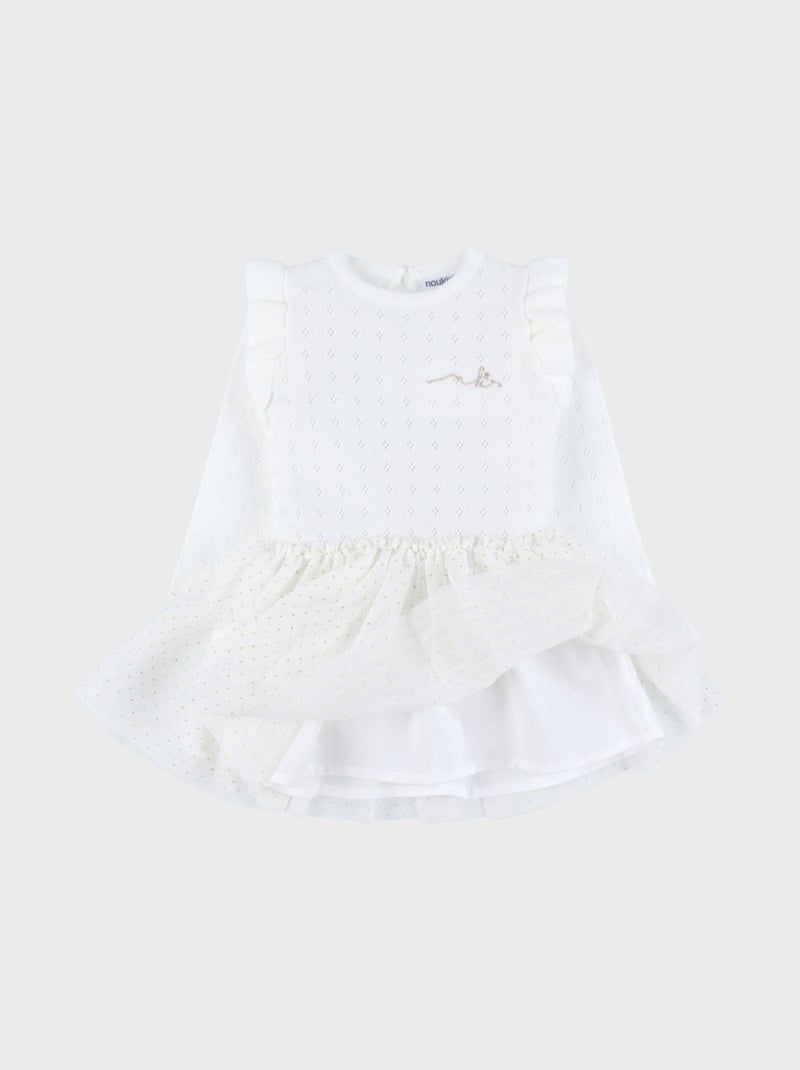 Robe bébé fille avec tricot Noukie's Ecru - Kiabi