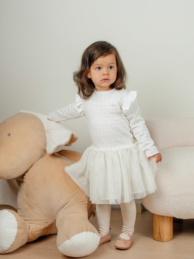 Robe bébé fille avec tricot Noukie's Ecru - Kiabi