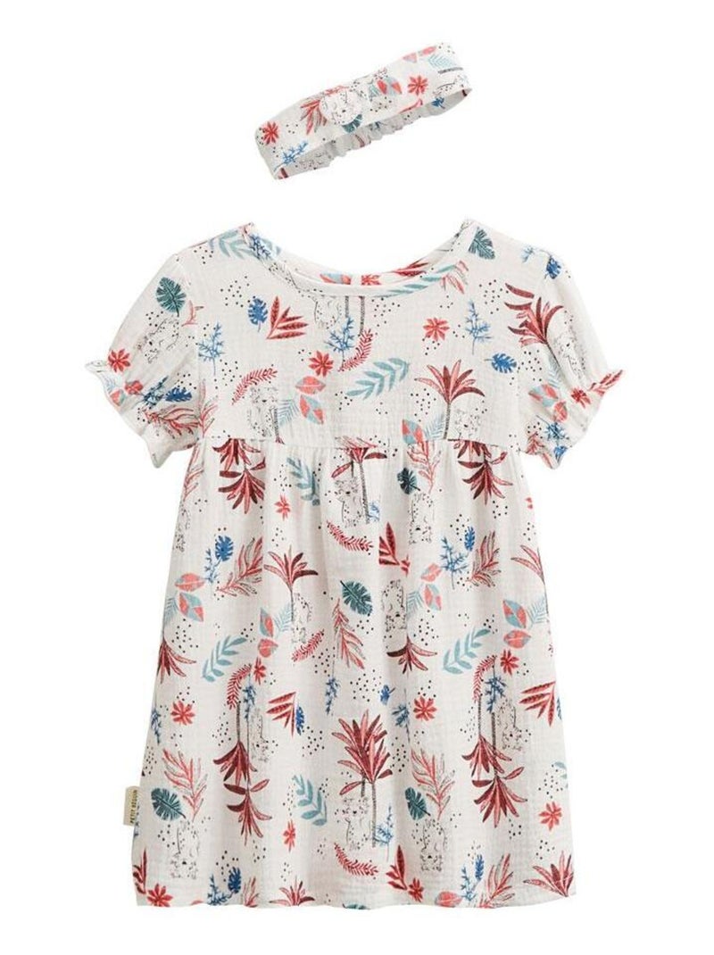 Robe bébé + headband en gaze de coton Aloha Savana Ecru - Kiabi