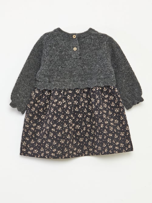 Robe bi matière 2 en 1 en velours tricot - Kiabi