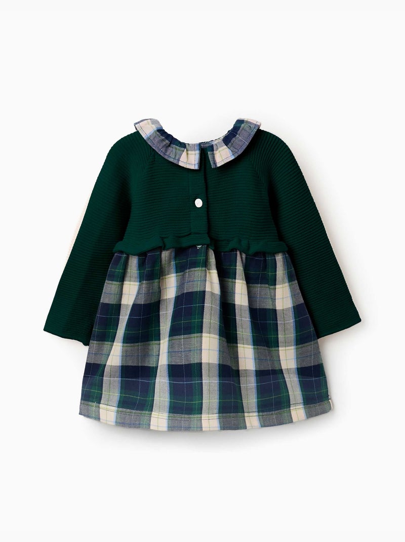 Robe bi-matière à carreaux b&s Bleu foncé - Kiabi