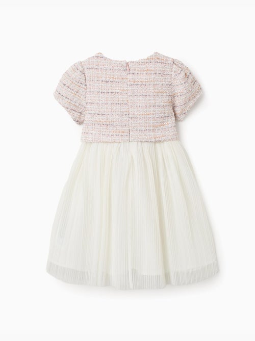 Robe bi-matière à manches courtes en tweed et maille - Kiabi