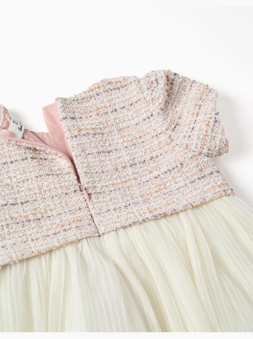 Robe bi-matière à manches courtes en tweed et maille - Kiabi
