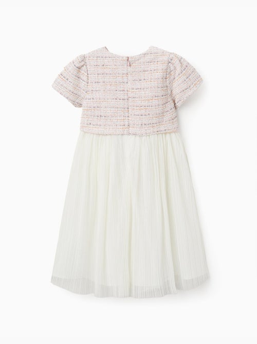 Robe bi-matière à manches courtes en tweed et maille - Kiabi