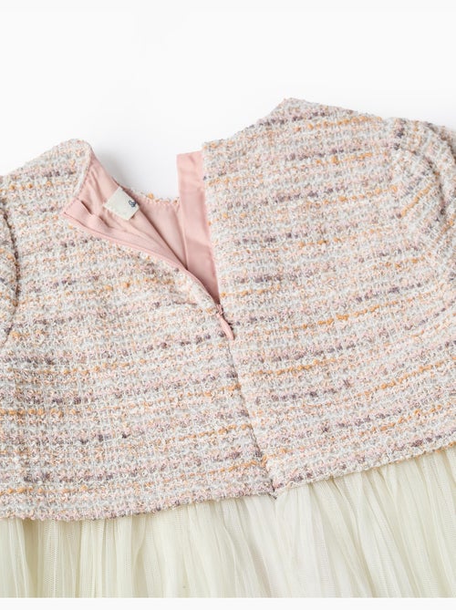 Robe bi-matière à manches courtes en tweed et maille - Kiabi