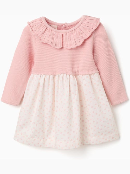 Robe bi-matière à motif floral - Kiabi