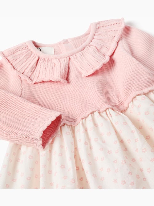 Robe bi-matière à motif floral - Kiabi