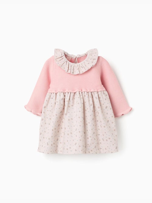 Robe bi-matière à motif floral - Kiabi