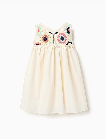 Robe bi-matière avec fleurs au crochet