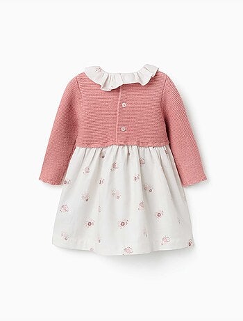 Robe bi-matière avec imprimé floral