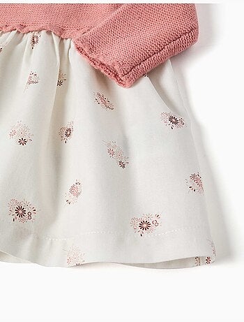 Robe bi-matière avec imprimé floral