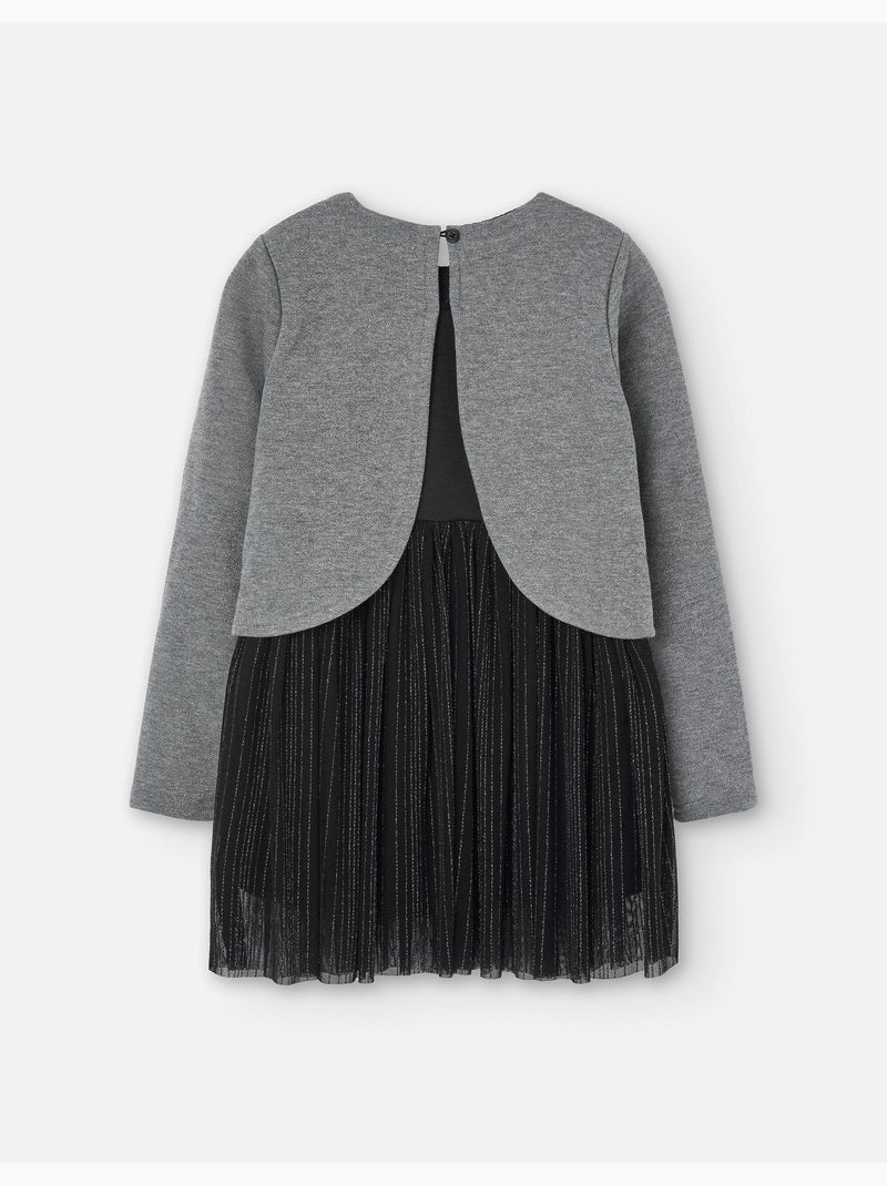 Robe bi-matière avec jupe en tulle Gris - Kiabi