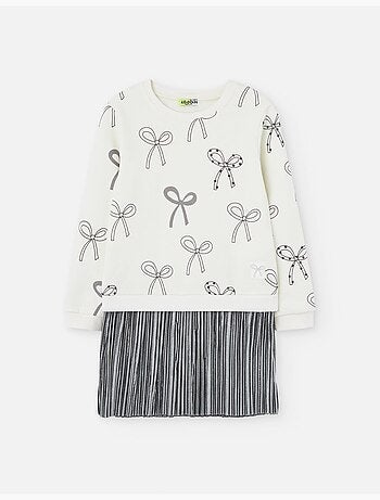 Robe bi-matière avec motif noeud