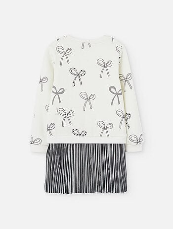 Robe bi-matière avec motif noeud