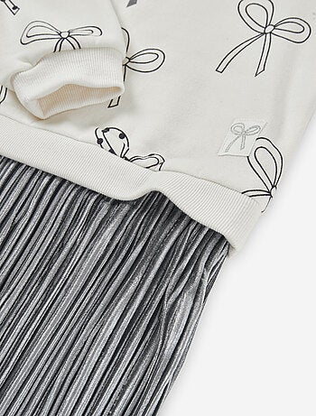 Robe bi-matière avec motif noeud