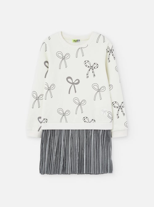 Robe bi-matière avec motif noeud - Kiabi