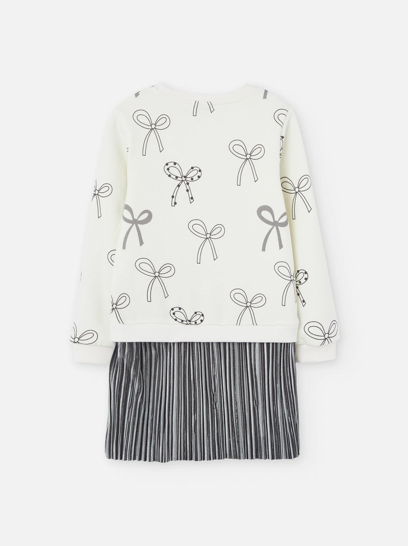 Robe bi-matière avec motif noeud Blanc Ecru - Kiabi